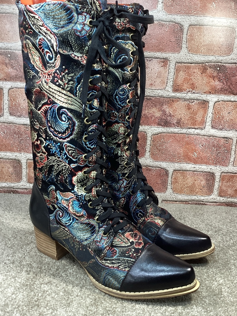Bohemian women’s Tapestry mid calf boots size 40 eu size 9 US